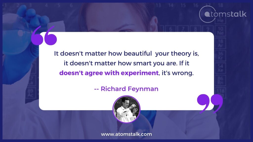 It doesn't matter how beautiful  your theory is, it doesn't matter how smart you are. If it doesn't agree with experiment, it's wrong. A richard feynman quote